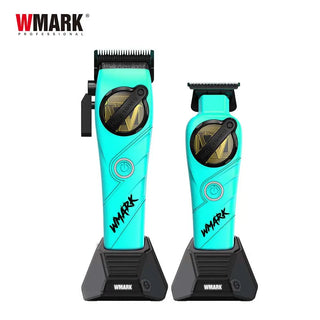 Kit WMARK NG-8637KIT blu: clipper e trimmer con basi di ricarica